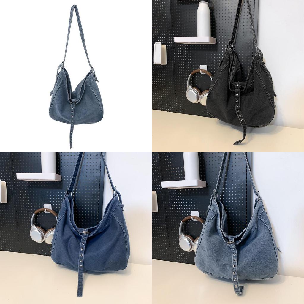 Denim Shoulder Bag For Women With Vintage Style And Large Capacity For Daily Commuting
