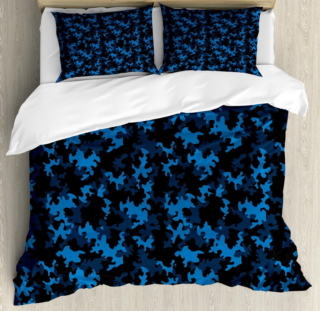 Camouflage Duvet Cover Set, Camouflage Concept Concealment Artifice Hide Force Uniform Pattern Fashion, 3 Piece Bedding Set