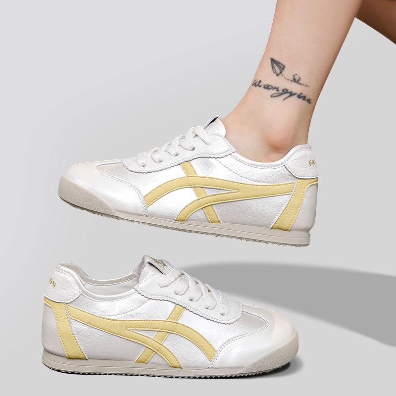 Color Matching Lace-up German Training Shoes Women's Summer 2025 New Fashion Versatile Comfortable Sports Leisure Lightweight White Shoes