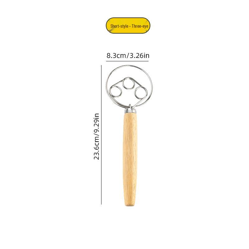 Wooden Handle Stainless Steel Flour Sifter & Egg Beater Dough Mixer