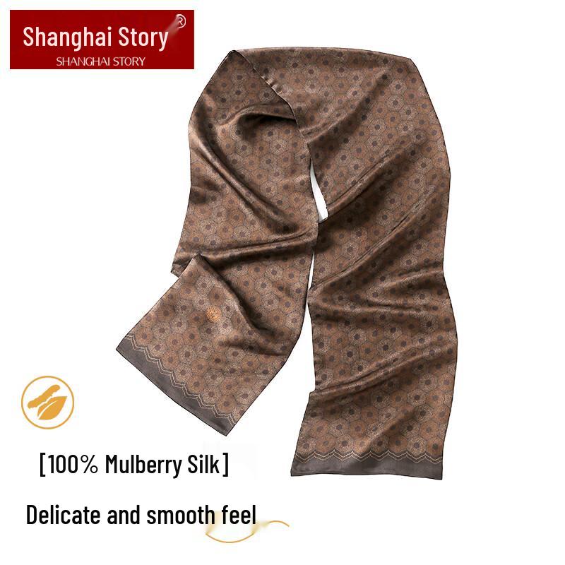 Shanghai Story Men's 100% Mulberry Silk Scarf