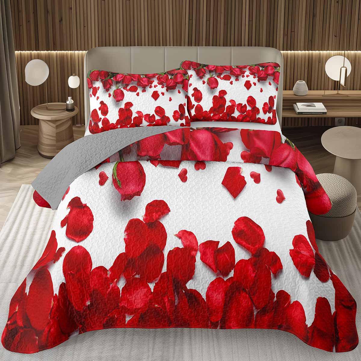 

Романтическое покрывало с розами Квин/Кинг/Твин Ботаническое цветочное стеганое покрывало День святого Валентина Комплект стеганого постельного белья для девочек Женщин Декор комнаты EU Single 135x200cm