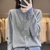 Women's Color Block Wool Cardigan - Round Neck, Loose Fit, Fake Two-Piece Knit Sweater for Spring & Autumn 2024