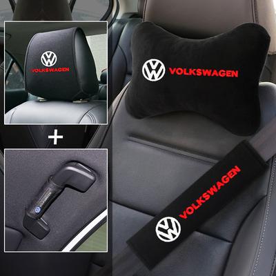 2026 Hot For VW VOLKSWAGEN Set Car Seat Neck Pillows&Seat Belt Cover Comfort Rest Travel Cushion for Volkswagen VW GOLF Polo Tig