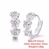 925 Silver Small Rose Flower Round Hoop Earring AAA Zircon For Women Female Charm Engagement Wedding Jewelry