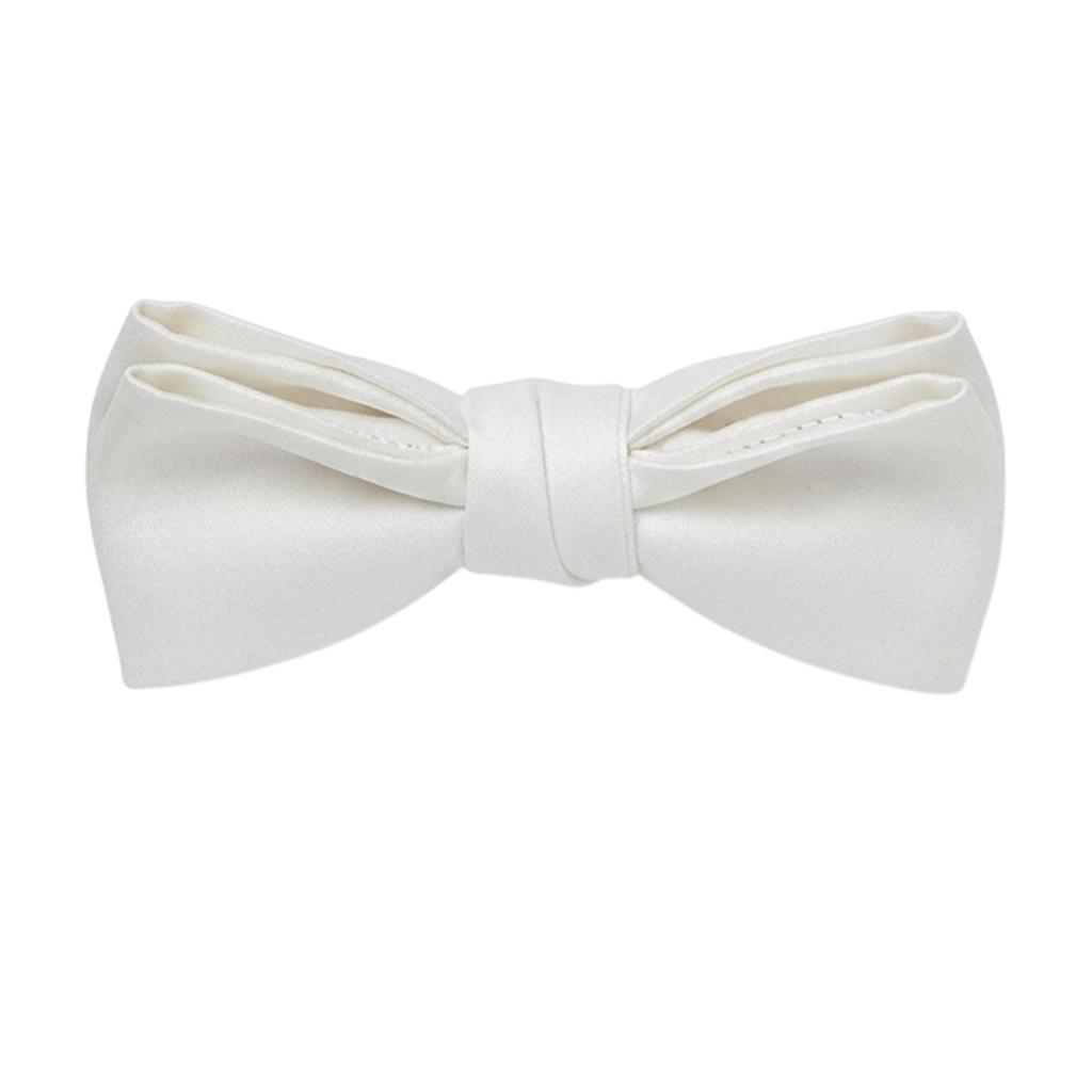 Off White Plain Satin Formal Bow Tie