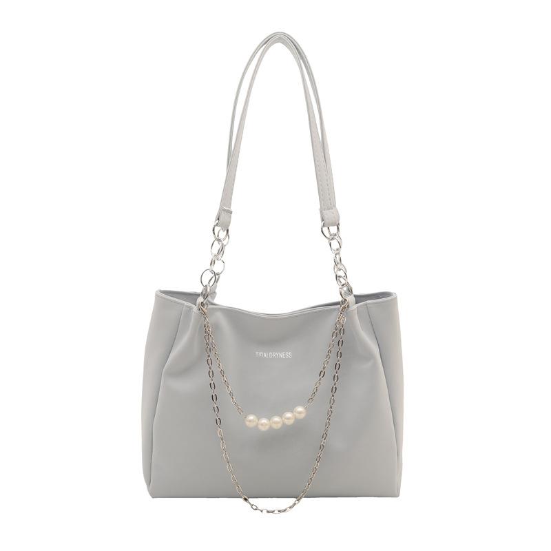 

Trendy women s bags New versatile commuter texture pearl chain Large capacity casual shoulder tote bag