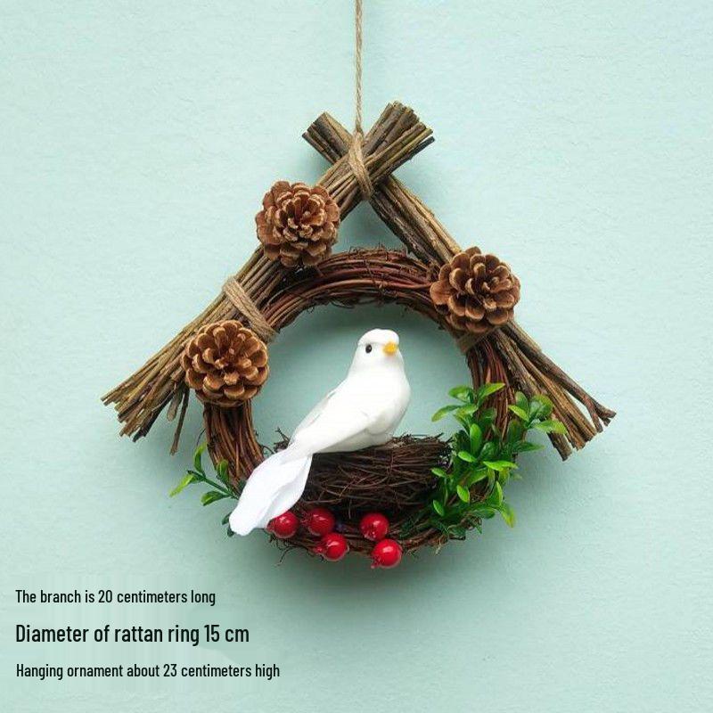 Forest Style Kindergarten Hanging Mobile: Creative Micro-landscape Arrangement with Bird's Nest and Decorative Pendants.