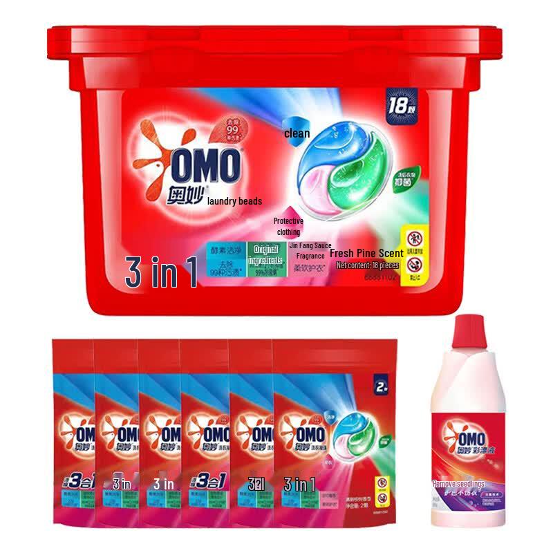 OMO Fresh Eucalyptus Laundry Pods & Color Bleach Bundle