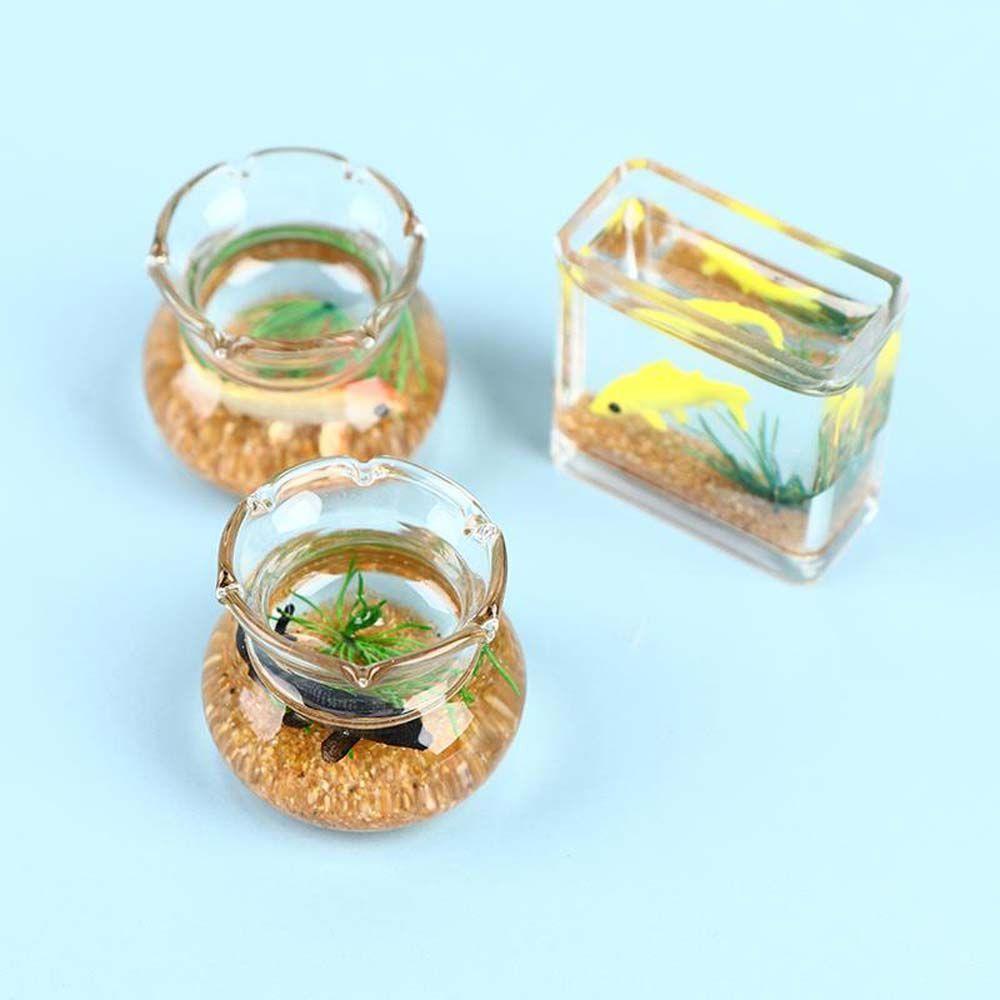 Pretend Toy Dollhouse Miniature Glass Fish Tank Model Miniature Fish Tank Miniature Fish Bowl