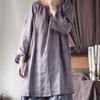 Top da donna vintage ricamato floreale girocollo manica lunga primavera colore unito ampio camicie da donna