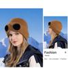Hat Women Winter Windproof Glasses Pullover Knitted Hat Men Ski Fleece Warm Wool Hat Skullies Beanies Sleeve Cap
