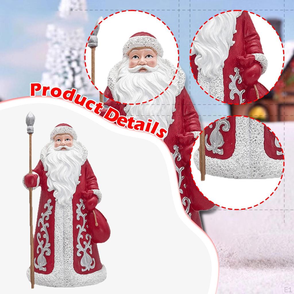 Santa Claus Statue Ornament Christmas Figurine Gift Resin Sculpture Artwork for Indoor Living Room