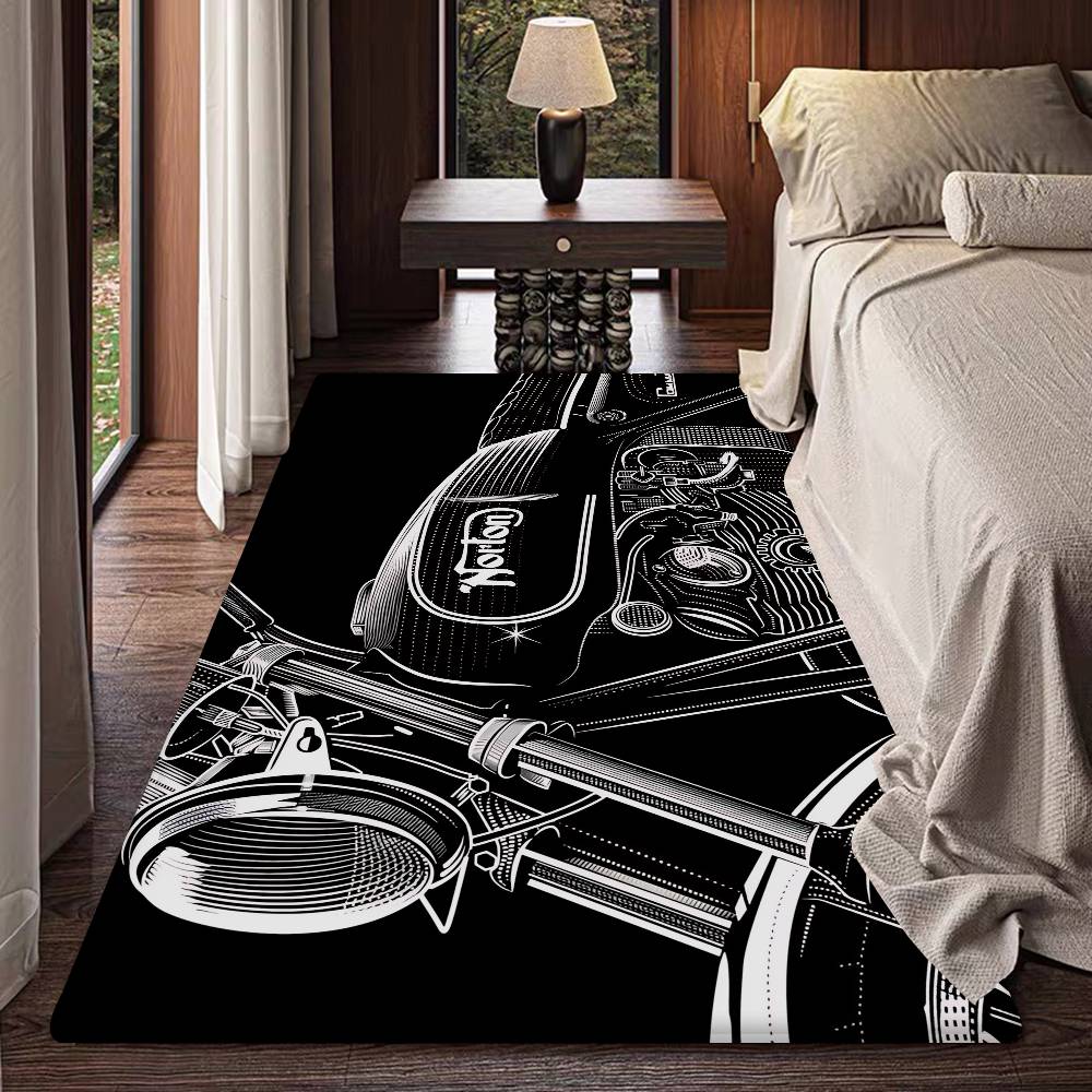 N-NORTON Motorcycle LOGO Floor Mat Cheaper Anti-slip Modern Living Room Balcony Printed Bedside Mats