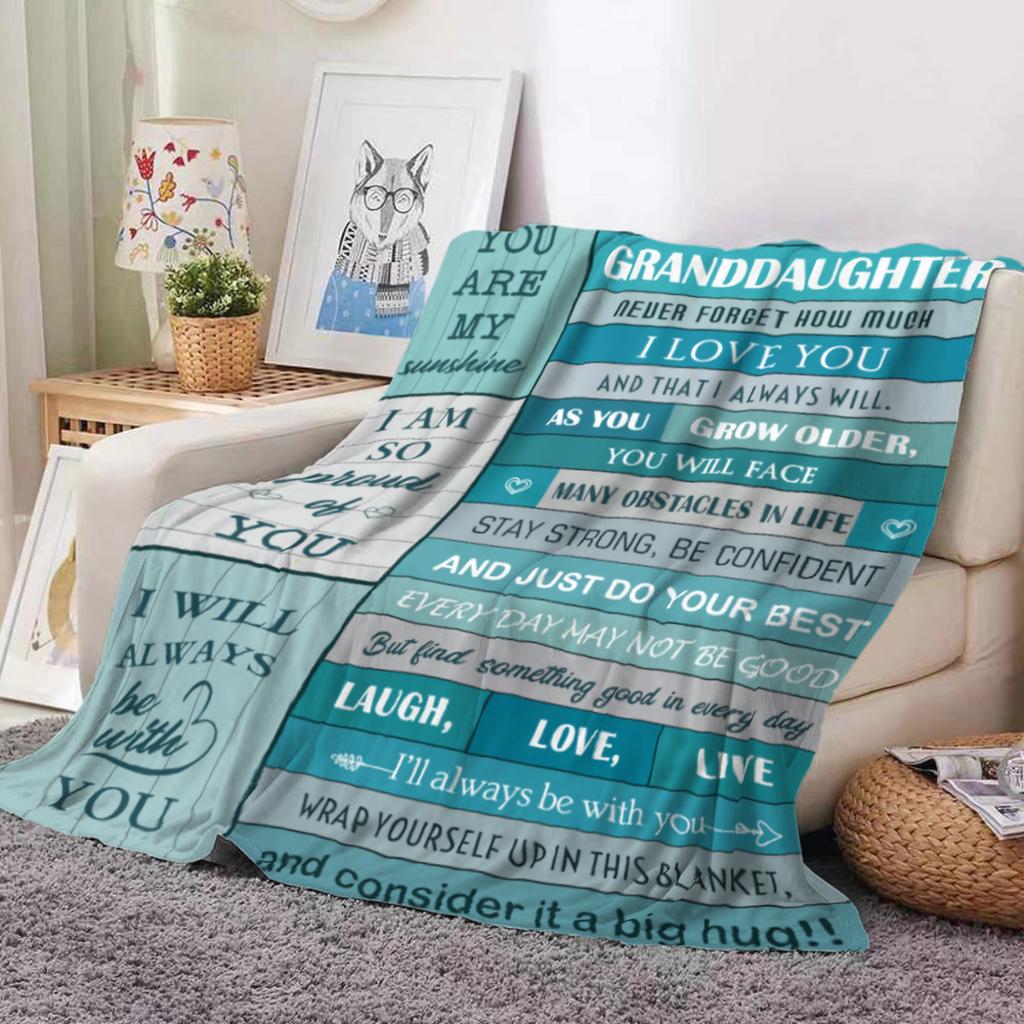 1pc for granddaughter's growth confession blanket, eternal love, soft and comfortable flannel blanket, sofa decoration