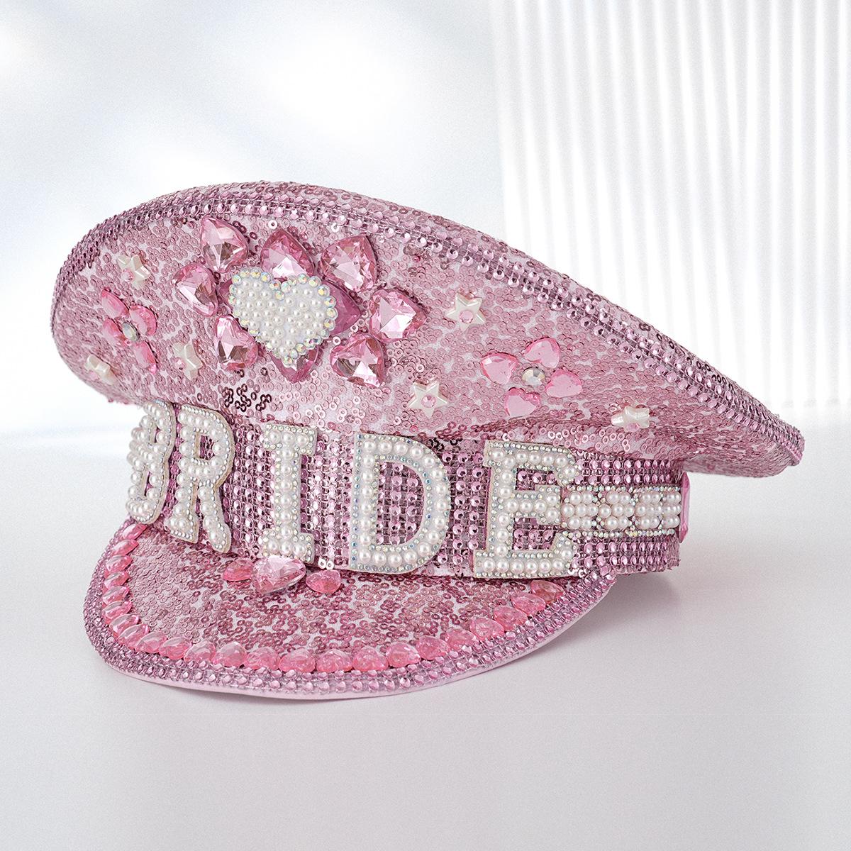 

Популярная женская унисекс шляпа для вечеринки с дизайном в виде сердца, жемчуга и надписи Bride для медового месяца M (56-58cm) розовый