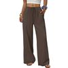 New summer casual women’s drawstring, loose-fitting, slimming, plain-coloured wide-leg trousers