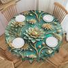 Luxury High 3D Floral Tablecloth Round Waterproof Fashion Trend 3D Flowers Table Cover Cloth for Kitchen 70 Inch