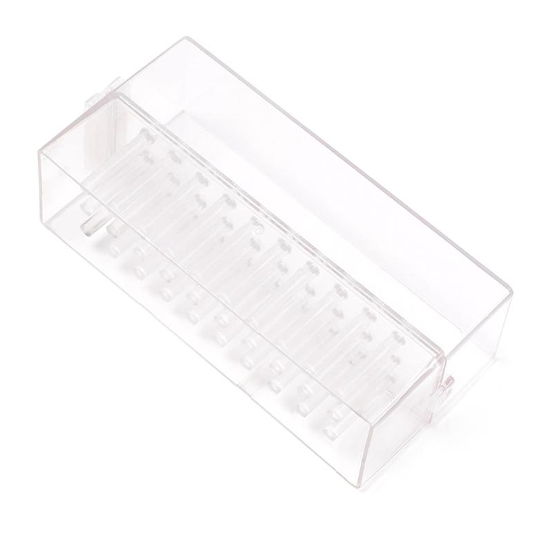 Professional 30/48 Holes Nail Drill Bits Holder Box Manicure Polishing Grinding Drill Bit Holder Clear Storage Box