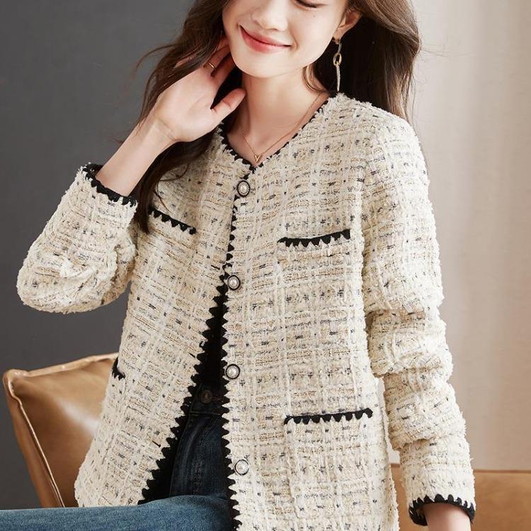 Stylish French Celebrity Thin Tweed Coat