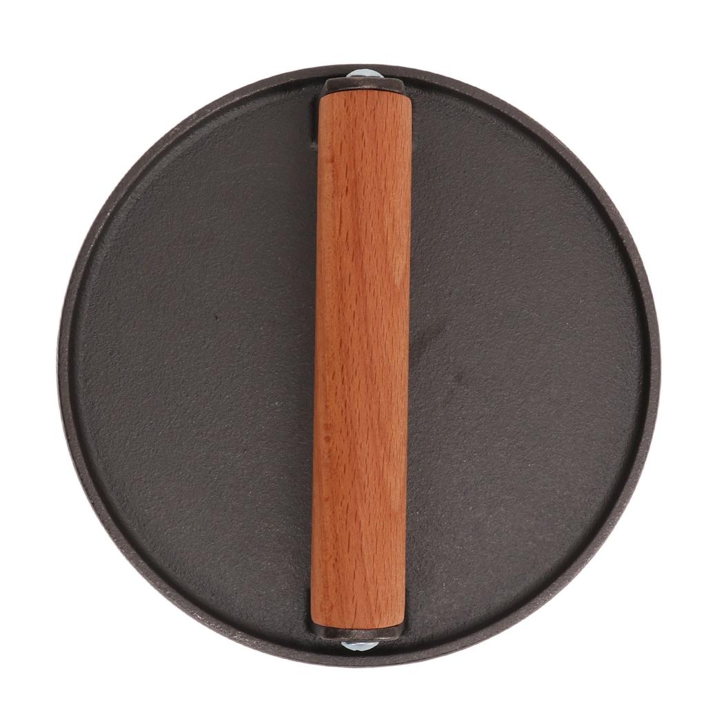 Prasa do burgerów Okrągła żelazna prasa do grilla z drewnianą rączką do bekonu steka mięsa kanapki