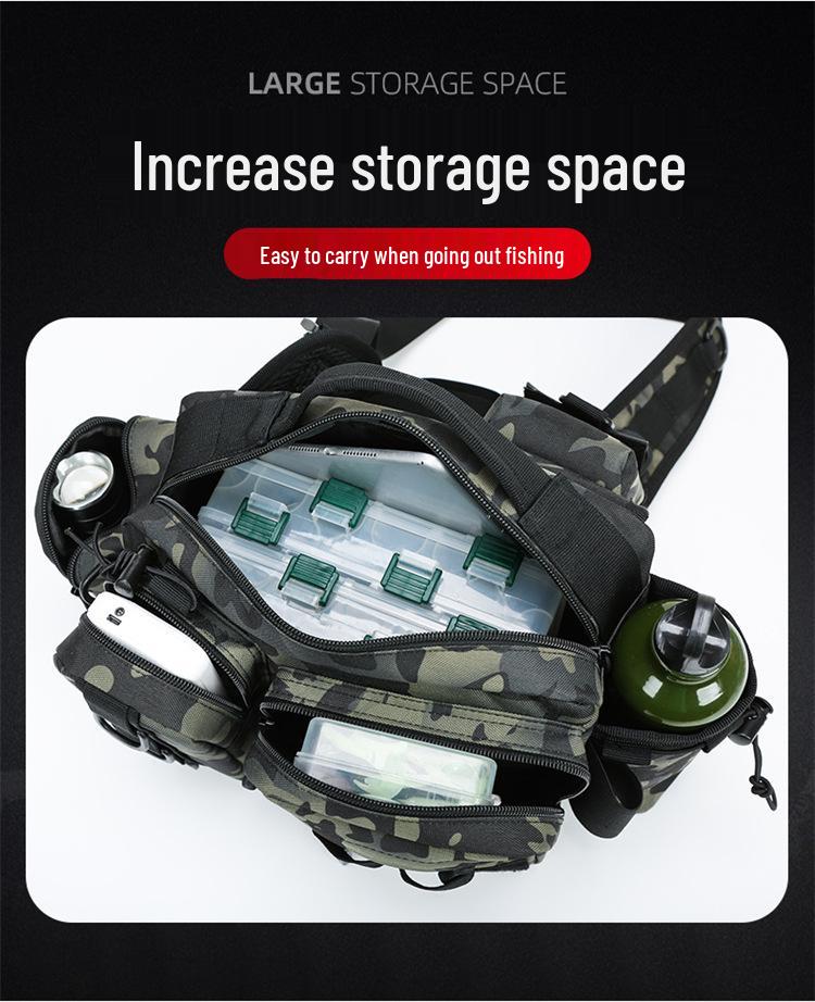Men's Large Capacity Crossbody Fishing Tackle Bag - Multifunctional Chest Bag for Outdoor Use
