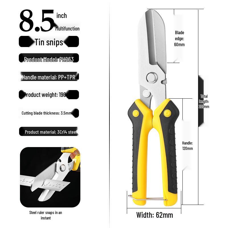 Heavy Duty Stainless Steel Tin Snips – Industrial Grade Multi-Functional Shears