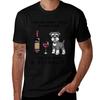 Schnauzer and Wine Funny Gift for Dog Mom T-Shirt T Shirts Designer T Shirts for Man Slim Fit T-Shirt