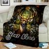 1PC Custom Name Deer Forest Outdooor Flannel Blankets Throw Blanket All-Season Throw Gift Bedspread for Couch, Bed, Camping Holiday Birthday Gift