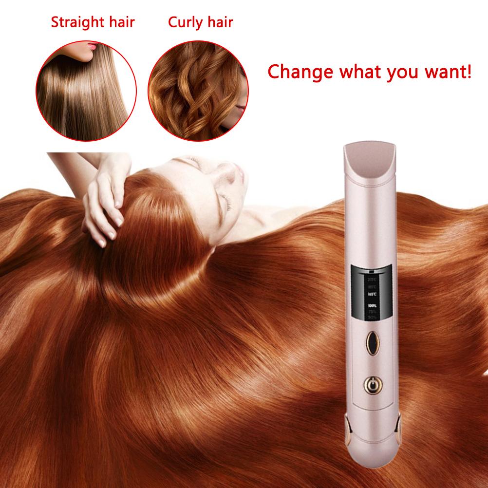 Portable Wireless Hair Straightener USB Rechargeable Ceramic Straightener for Home Travel