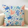 Sea Turtles Coastal Pattern Cushion Cover Durable Hypoallergenic Organic Linen Short Pillow Cover Washable