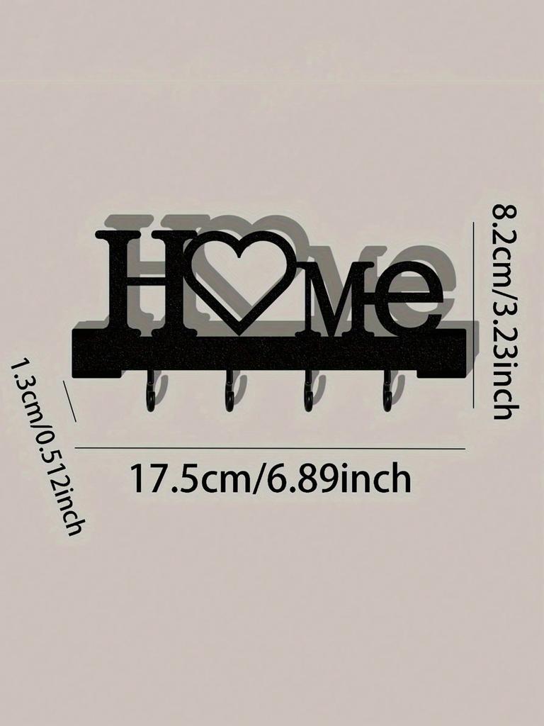 1pc No-Drill Love Key Holder Wall Mount, Home Decor Entrance Organizer Rack