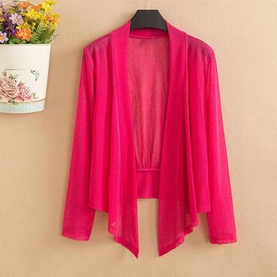 Fashionable Womens Summer Short Cardigan Solid Color Mesh Sun Protection Cover Up Casual Outwear