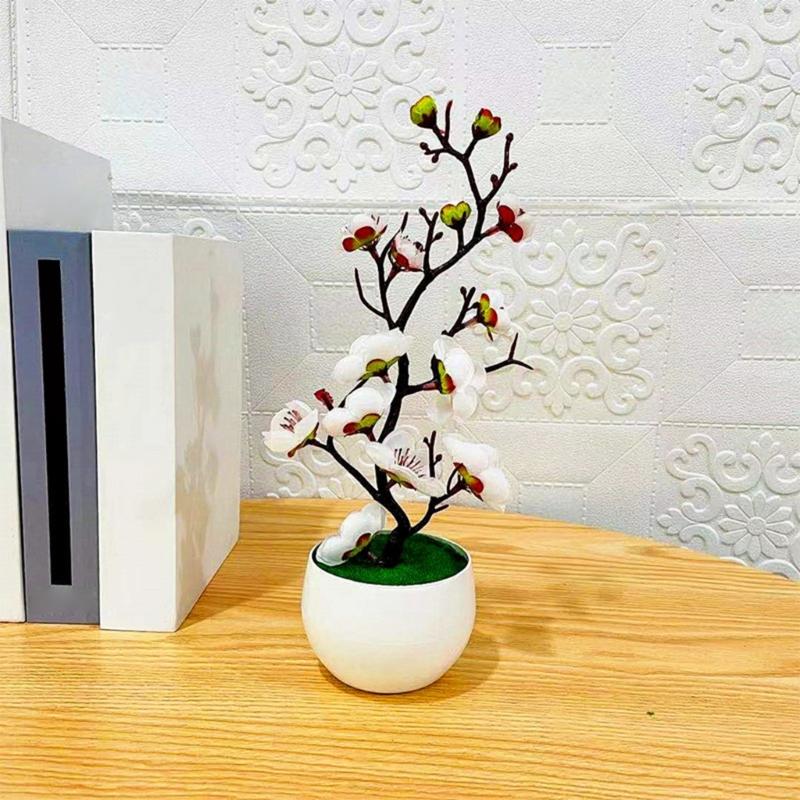Artificial Potted Flower Tree Faux Foliage Plant for Living Room Office Decoration