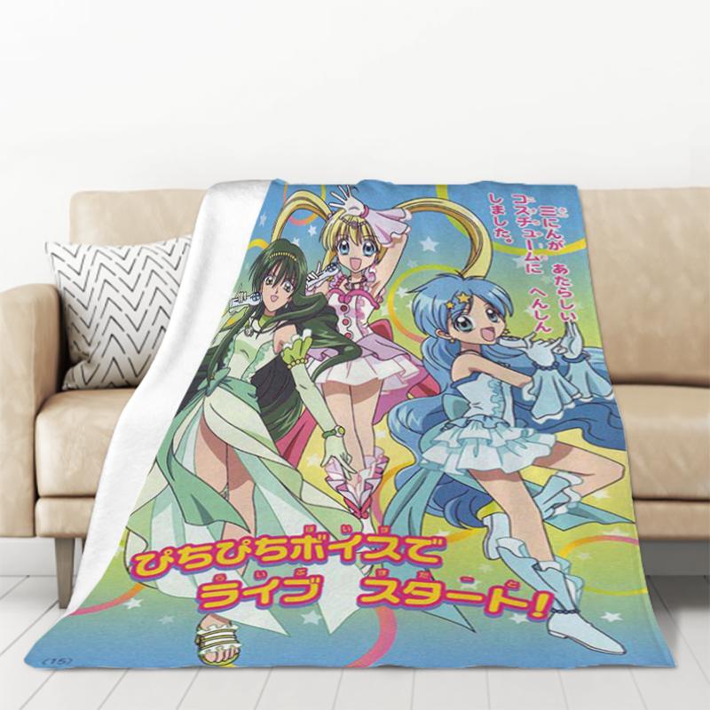 Anime Blanket Mermaid Melody Pichi Pichi Pitch Double Bed Blankets & Throws Furry Throw Sofa Fluffy Soft Decorative Custom Kid's