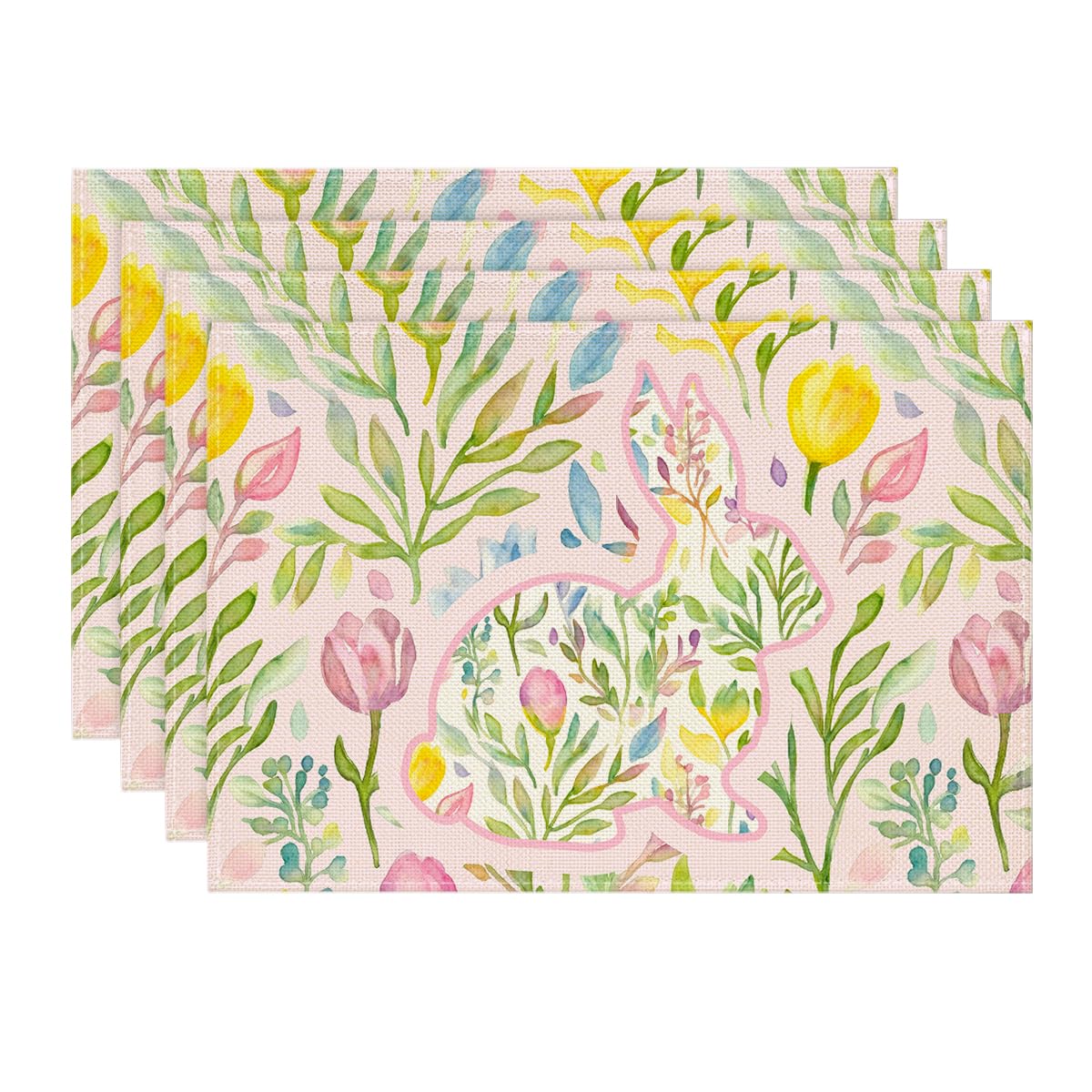 

Blue Bunny Rabbit Wild Weeds Easter Placemats Set of 4, 12x18 Inch Spring Table Mats for Outdoor Home Party Kitchen Dining Decor 12 x 18 , Rectangular 4 Pcs