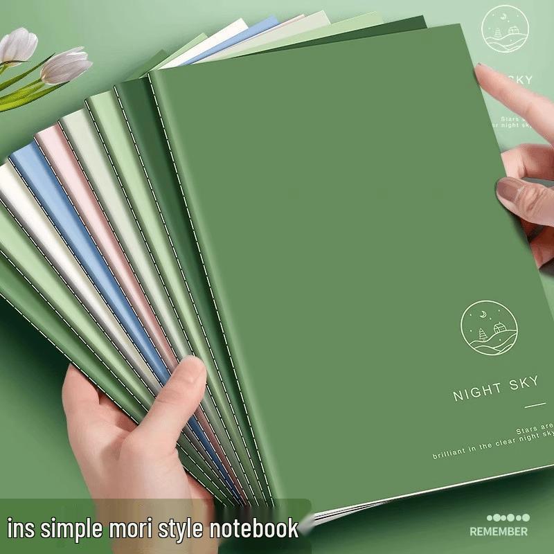 A5 Minimalistisches Retro Notizbuch - 1 Stück, geheftet mit horizontalen Linien