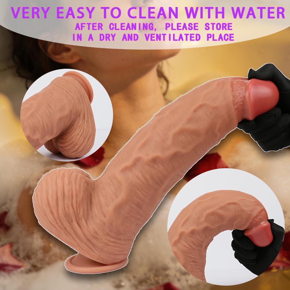 33CM Liquid Silicone Realistic Dildo Huge Thick Soft Penis Adult Sex Toy for Women