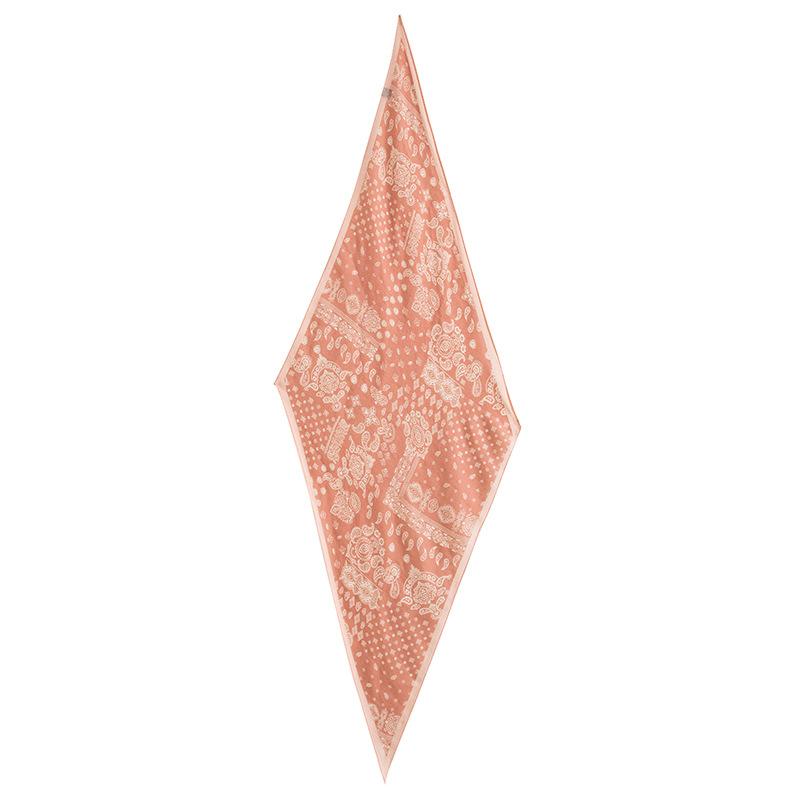 Spring and summer 2026 new light orange retro pattern long silk scarf high-end wool silk long thin silk scarf neck 133*47