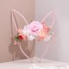 Hair Hoop Flower Decor Bunny Ears Design Headband Cosplay Birthday Photography Props Easter Party Headgear