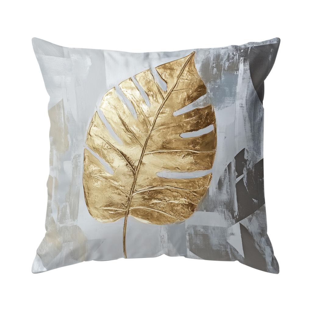 Vintage Gray And Gold Leaves Cushions Pillowcase Polyester Cushion Cover Throw Pillow Pillowcover Home Car Sofa Decor