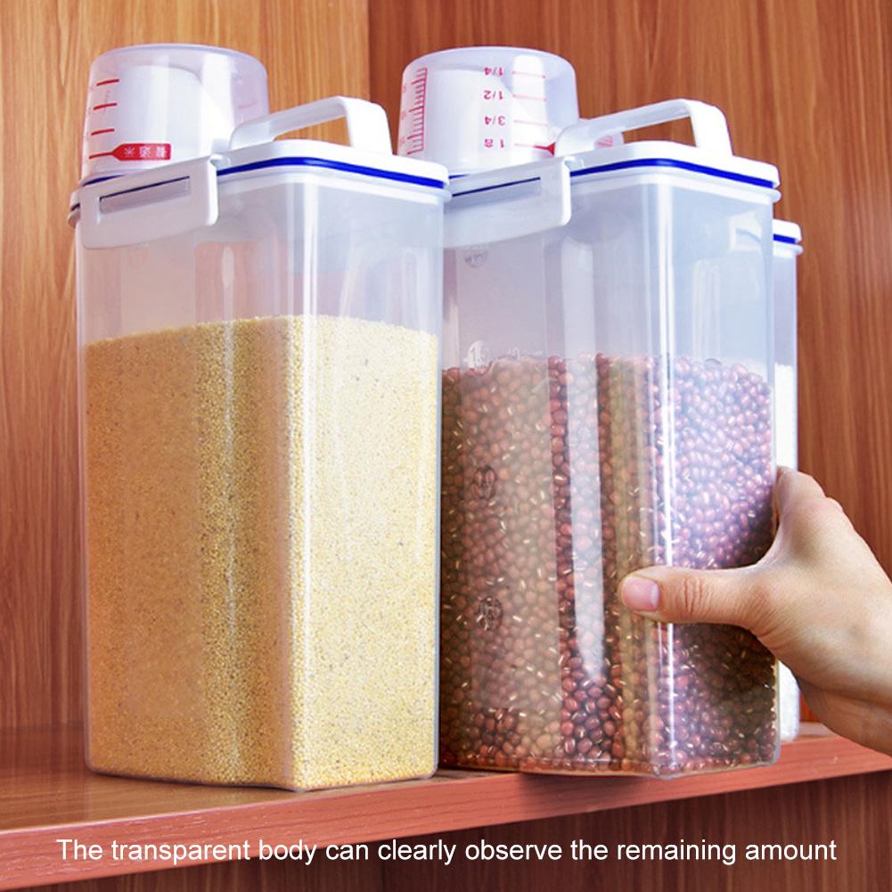 2Pcs Thick Plastic Insect Prevention Rice Box Moisture Proof Flour Storage Bin Food Container