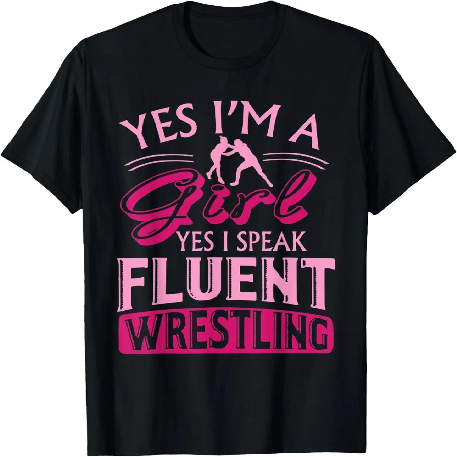 Wrestler Funny Gift - Yes I m A Girl Yes I Speak Wrestling T-Shirt S чёрный