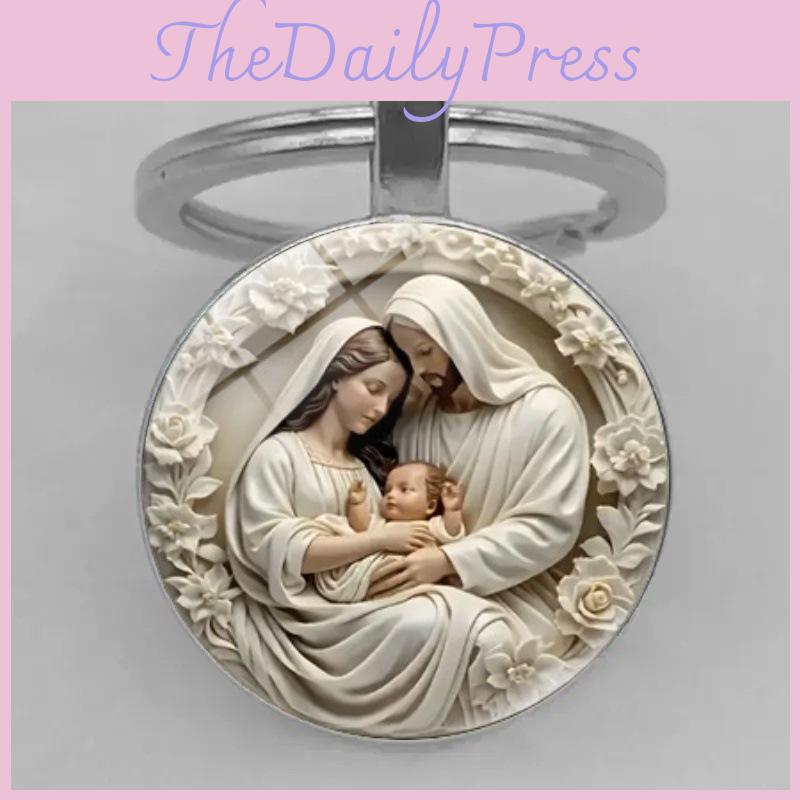 Religiöser Mutter Muster Glas Schlüsselanhänger Anhänger Mit Stilvollem Finish Für Sammler Und Accessoires