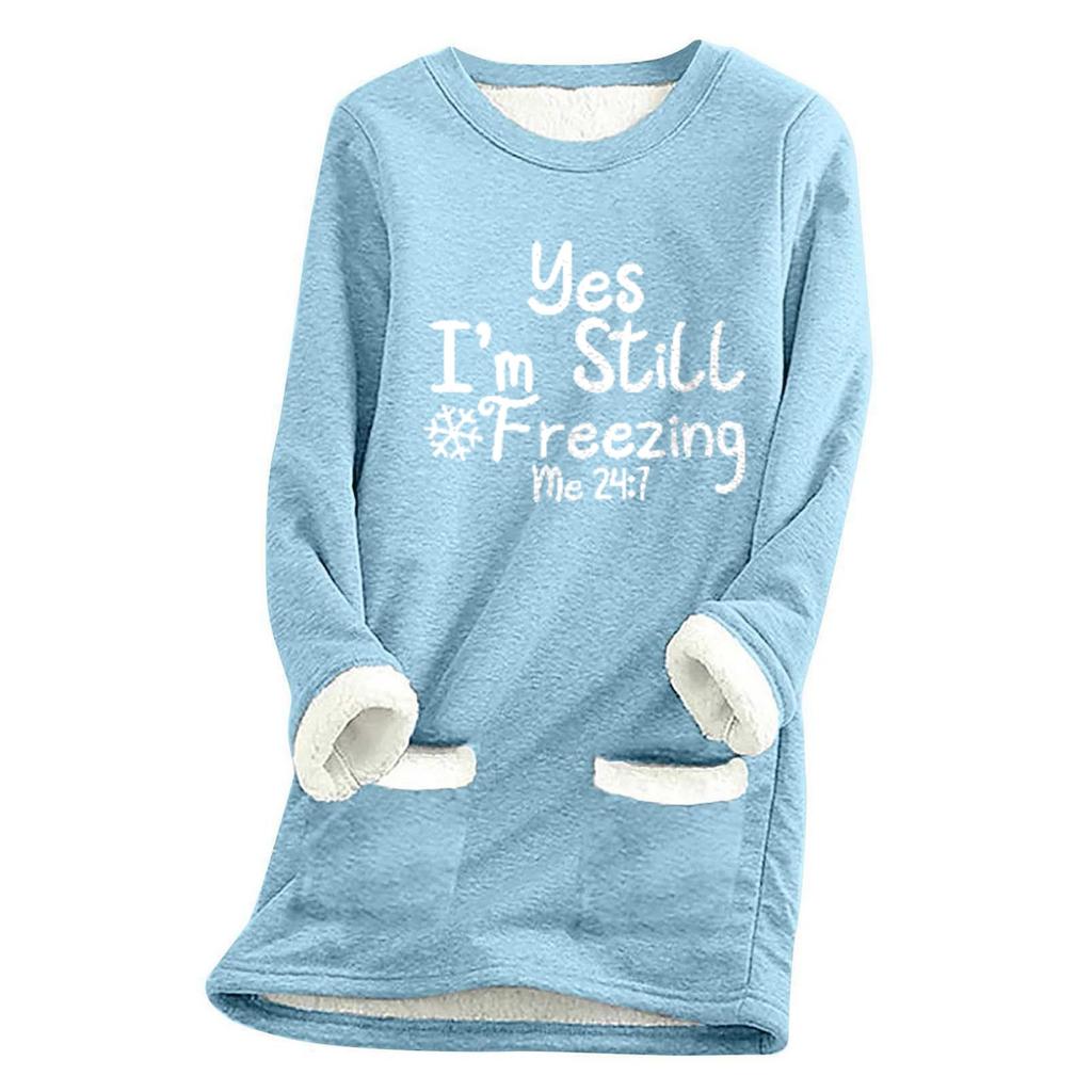 Women's Oversized Loose-Fit Top For Fall/Winter Thickened Fleece-Lined Shearling- Thermal Base Layer