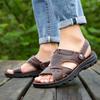 Erste Schicht Rindsleder Sandalen Herren Strand Schuhe Rutschfest Overalls Sandalen Zwei Tragevarianten Freizeitschuhe Handgemachte Lederschuhe