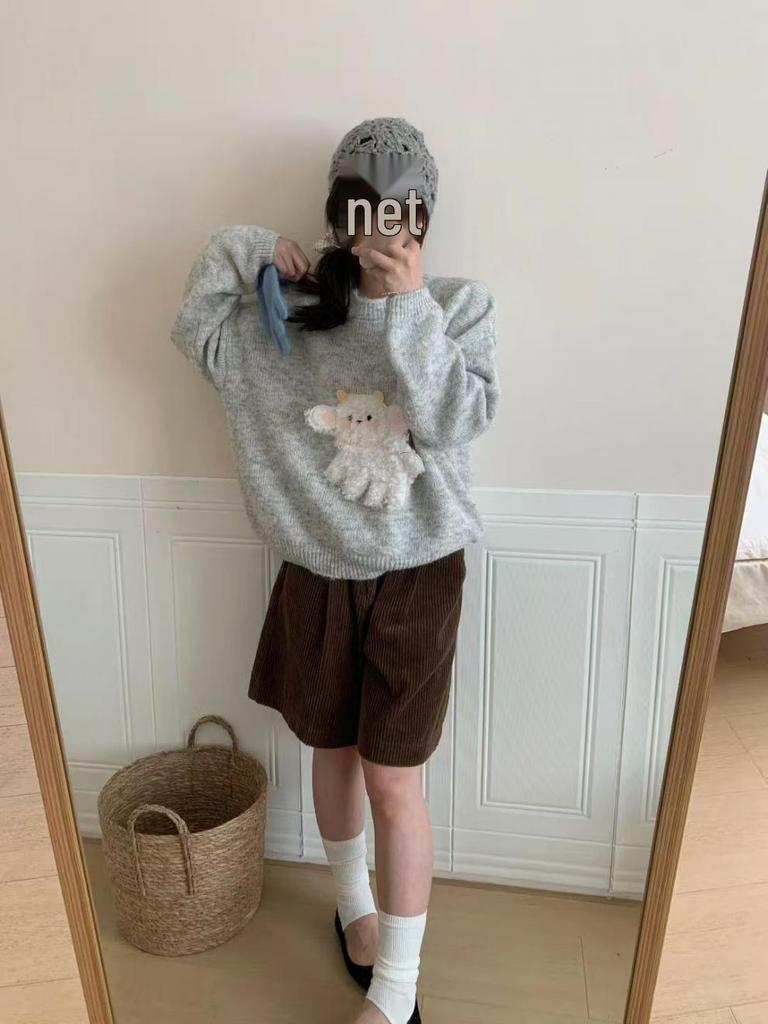 Korean Sweet Cartoon Knit Top: Women's Loose Casual Pullover Sweater for Autumn/Winter