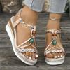 Women’s Elastic Strap Wedge Platform Roman Sandals Comfortable Summer Shoes