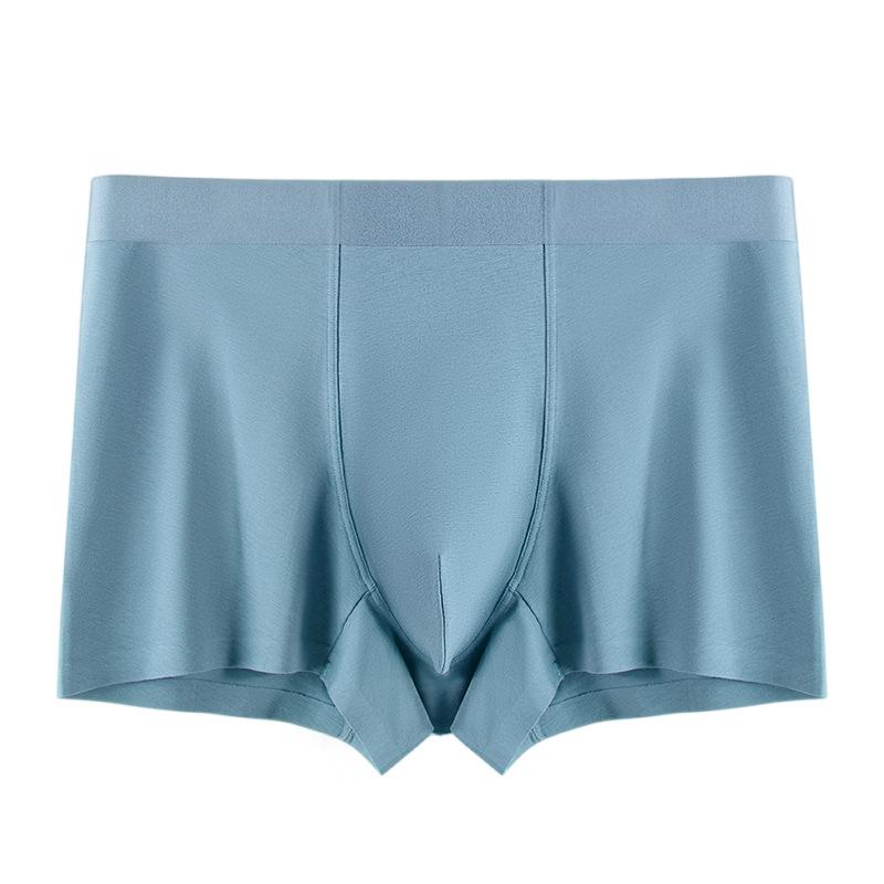 Plus Size Men's Spring and Summer Solid Color Antibacterial Breathable Non Mark Mid Waist Flat Angle Underwear