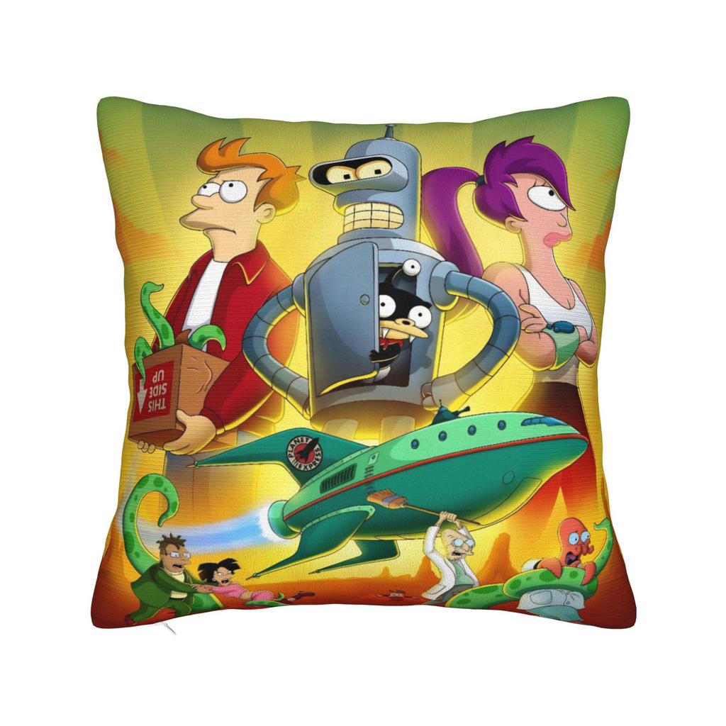 Futuramas Cartoon Comic Pillowcases Merch Soft Cushion Cover Gift  Pillow Case Cover Living Room Multiple Sizes
